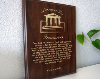 Treasurer Prayer Plaque | Treasurer's Present | Corporate or Non-Profit Financial Manager Gift