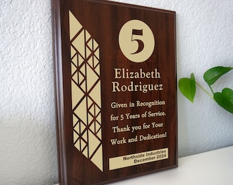 Work Anniversary Gift 5 10 15 20 25 30 35 40 45 Years of Service Award | Personalized Employee Recognition Appreciation  Plaque [Triangle]