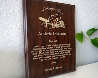 Athletic Director Prayer Plaque | Personalized Director of Athletics Gift | District Athletic Administrator Prayer