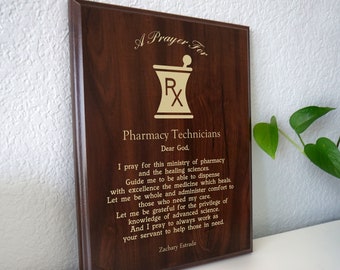 Pharmacy Technician Plaque | Personalized Pharmacy Tech Graduation Gift | A Pharmacy Technician's Prayer on National Recognition Day
