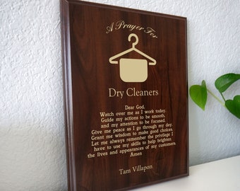 Dry Cleaner Prayer Plaque | Personalized Dry Cleaners Gift | A Dry Cleaning Laundry Experts Prayer