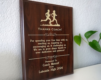 Cross Country Coach Thank You Gift | End of Season Award Plaque from the CC XC Team | Personalized Thanks from School Running Club