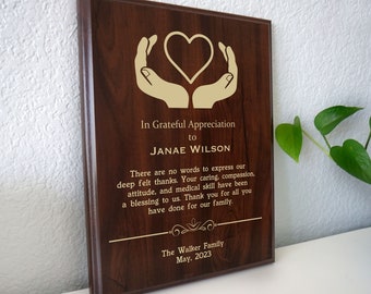 Nursing Home Thank You Gift | Appreciation Award Plaque for Elderly, Memory, or Hospice Care | Personalized from Your Family