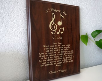 Choir Singer, Teacher or Director Prayer Plaque | Personalized Choral Gift | Church, Show, or School Choir Singers Chorister Present