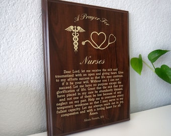 Nurses Prayer Plaque | Personalized LPN LVN RN Aprn Nurse Gift | A Nurse's Prayer for after Nursing School Pinning Ceremony