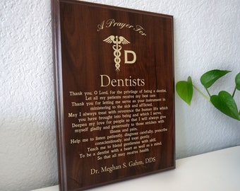 Dentist Prayer Plaque | Personalized Dentists Gift | A Prayer for National Dentist's Day or for Dental Graduation as DMD or DDS