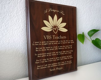 Vacation Bible School Prayer Plaque | Summer Bible School Instructor Gift | Christian VBS Thank You Prayer