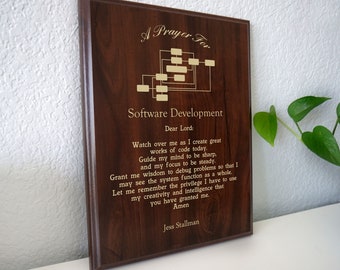 Computer Programmer Prayer Plaque | Focus Debugging Code Where One Error Crashes Critical Systems