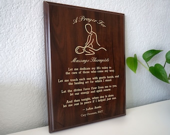 Massage Therapist Prayer Plaque | Healing Touch Releasing Tension Bodies Hold From Trauma