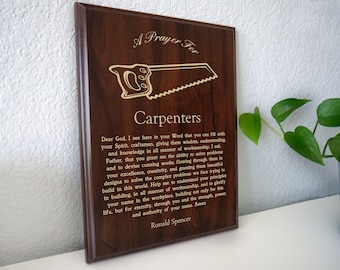 Carpenter Prayer Plaque | Protection for Hands Shaping Homes Where Families Build Memories