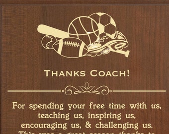 Coach Thank You Gift | End of Season Award Plaque from the Team | Personalized Football, Baseball, Soccer Team Gift