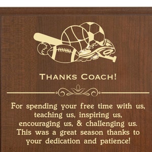 Coach Thank You Gift End of Season Award Plaque From the - Etsy Norway