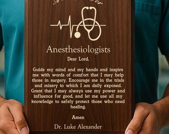 Anesthesiologist Prayer Plaque | Protect the Expert Holding Life Between Sleep and Wake