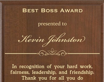 Boss Gift | Manager Gift | Best Boss Appreciation Gift | Leadership Recognition Award | Personalized Gift for Boss on Boss Appreciation Day