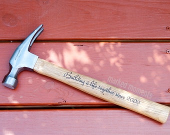 5th Anniversary gift - Wood Engraved Personalized Hammer with Personalized Message of your Choice - Fifth Anniversary wedding husband men