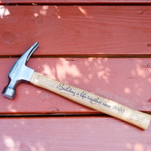 5th Anniversary gift - Wood Engraved Personalized Hammer with Personalized Message of your Choice - Fifth Anniversary wedding husband men