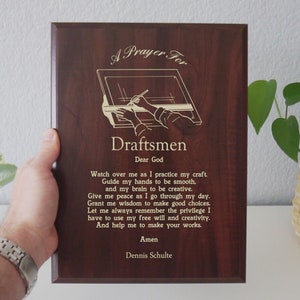 Draftsman Prayer Plaque | Personalized Draftsmen Gift | A Draftsman&#39;s Prayer for CAD CAM Blueprint Drafting Operators