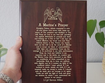 Marine Corps Prayer Plaque | Personalized Marine Gift | USMC Prayer for Marines | USMC Decor