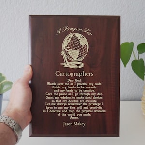 Kartograph Gebetsplakette | Kartographen Geschenk | GIS und GIScience Geospatial Map Makers Prayer