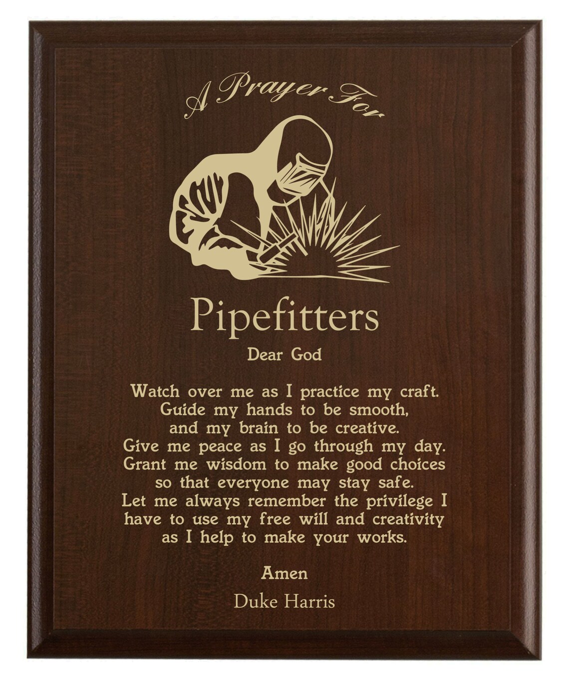Pipefitter Prayer Plaque | Protection Connecting Lines Carrying ...