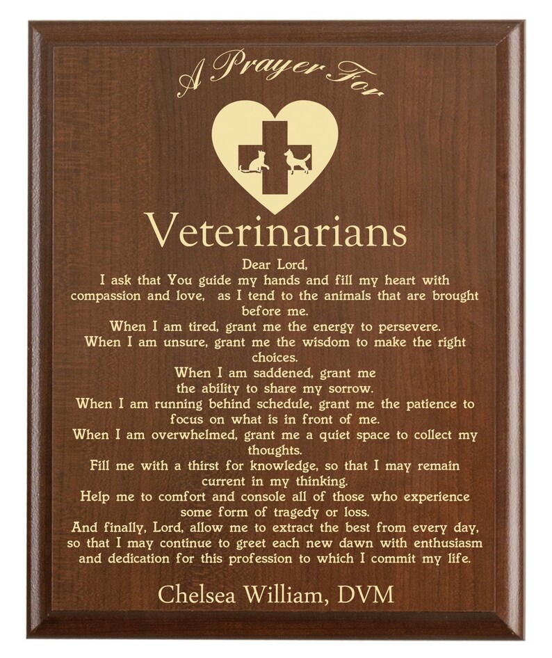 Veterinarian Prayer Plaque Vet DVM Gift Personalized Etsy