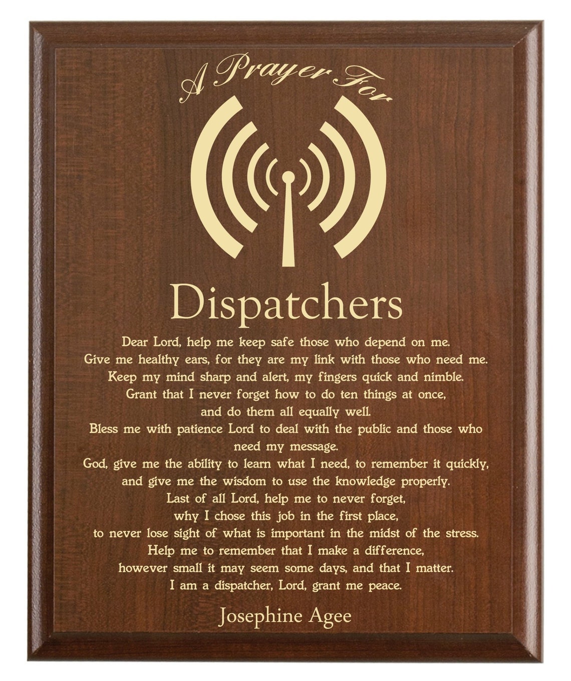 Dispatcher Prayer Plaque Personalized 911 Fire Radio | Etsy