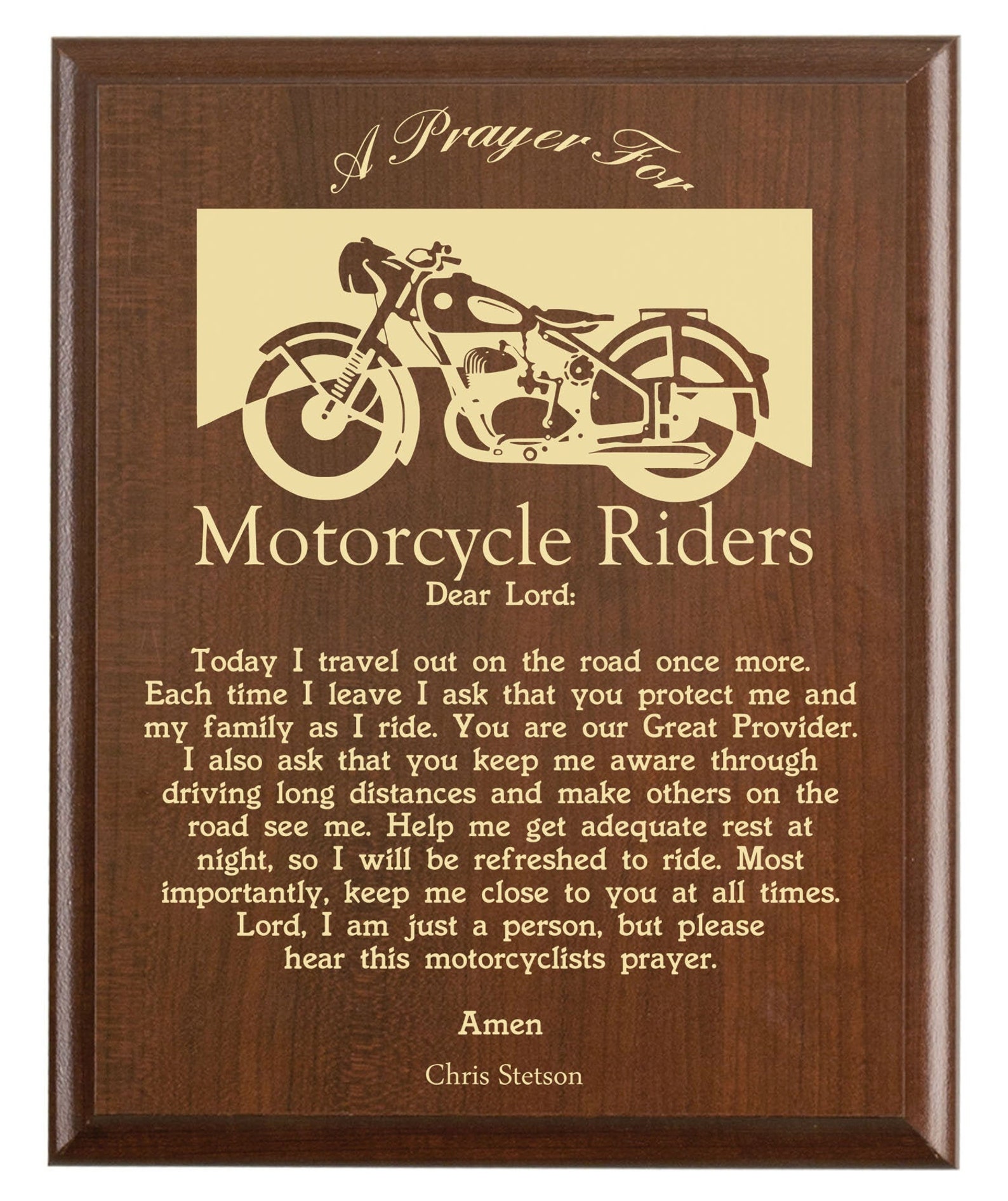 Motorcycle Rider Prayer Plaque Personalized Biker Gift for Etsy