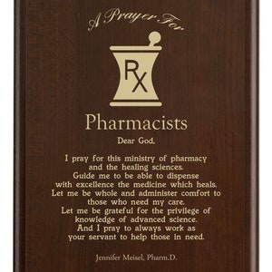 Pharmacists Prayer Plaque Personalized Pharmacy Gift for School or PharmD Graduation A Pharmacist's Prayer on National Pharmacist Day image 3