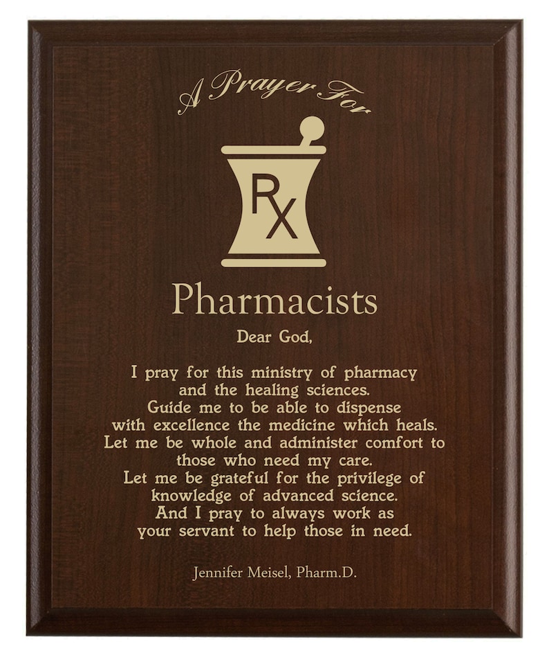Pharmacists Prayer Plaque Personalized Pharmacy Gift for School or PharmD Graduation A Pharmacist's Prayer on National Pharmacist Day image 3