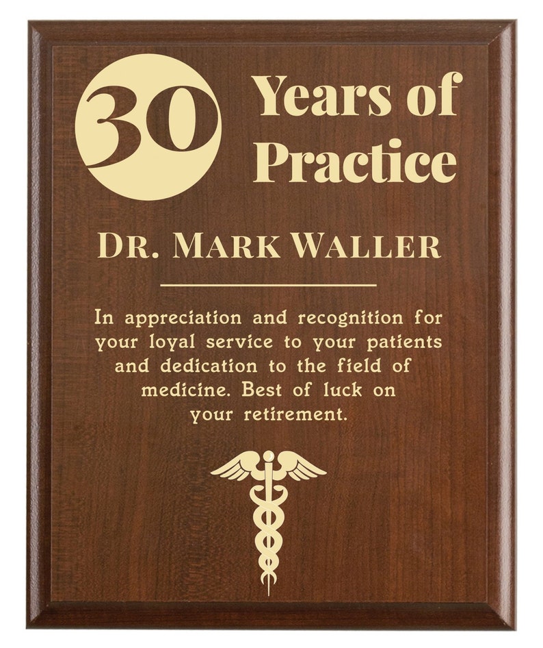 Doctor Retirement Gift Medical Retirement Plaque Award Etsy