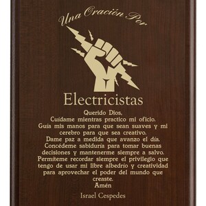 Placa de Oración Para Electricistas Regalo Personalizado Electricista Apreciación, Gracias, y Reconocimiento image 3