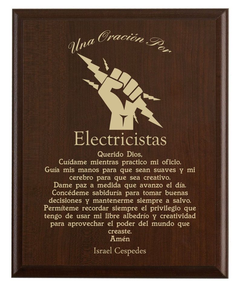 Placa de Oración Para Electricistas Regalo Personalizado Electricista Apreciación, Gracias, y Reconocimiento image 3