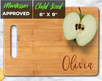 Montessori Child's Cutting Board for Toddlers, Young Kids - Personalized with Name for Helping in the Kitchen