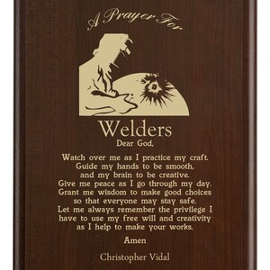 Welder Prayer Plaque | Protection Joining Metal Where Sparks Fly and Heat Burns image 3