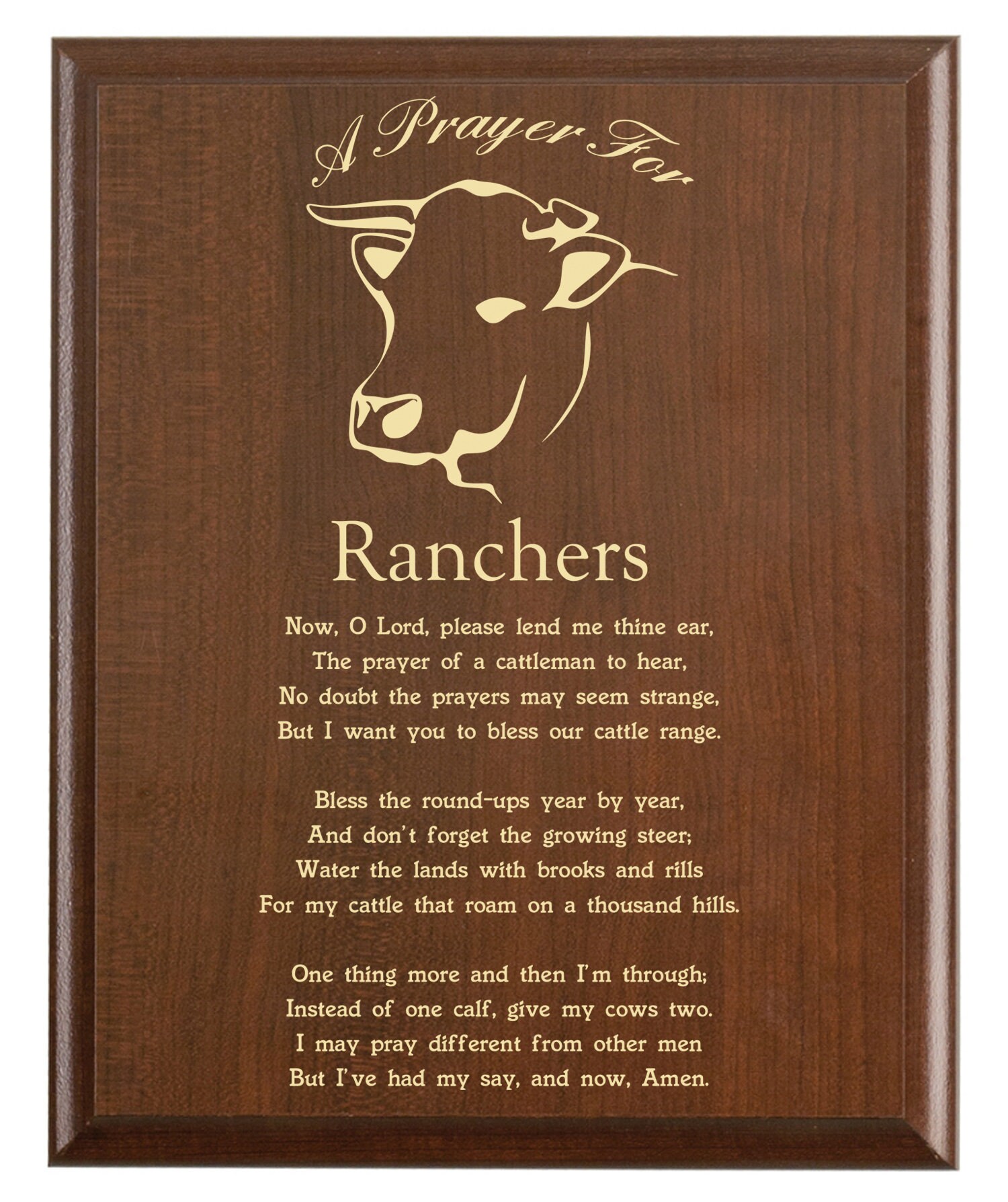 Rancher's Prayer Plaque Cattleman Gift Personalized Etsy