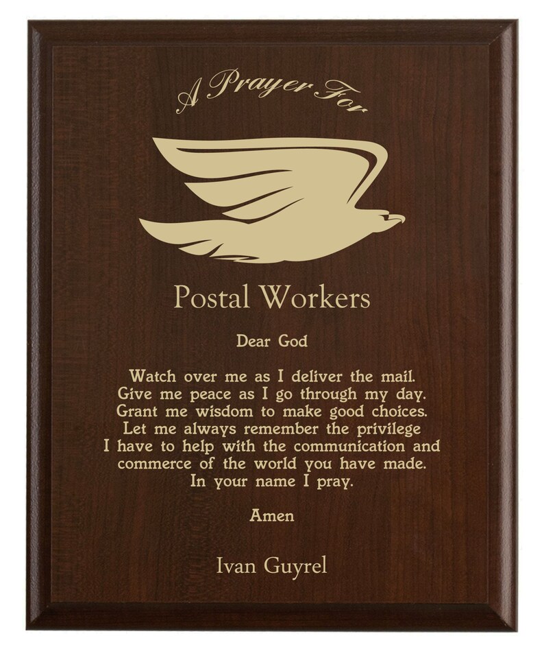 Postal Work Mail Carrier Prayer Plaque Personalized Mail Man Mail Lady Gift A Mail Carrier's Prayer on National Postal Worker Day image 3