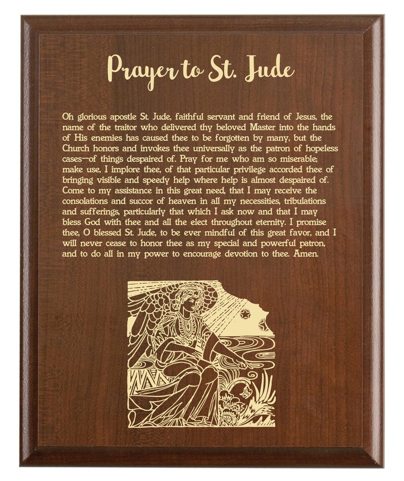 St. Jude Prayer Plaque Saint Jude Miracle Healing Scripture Etsy