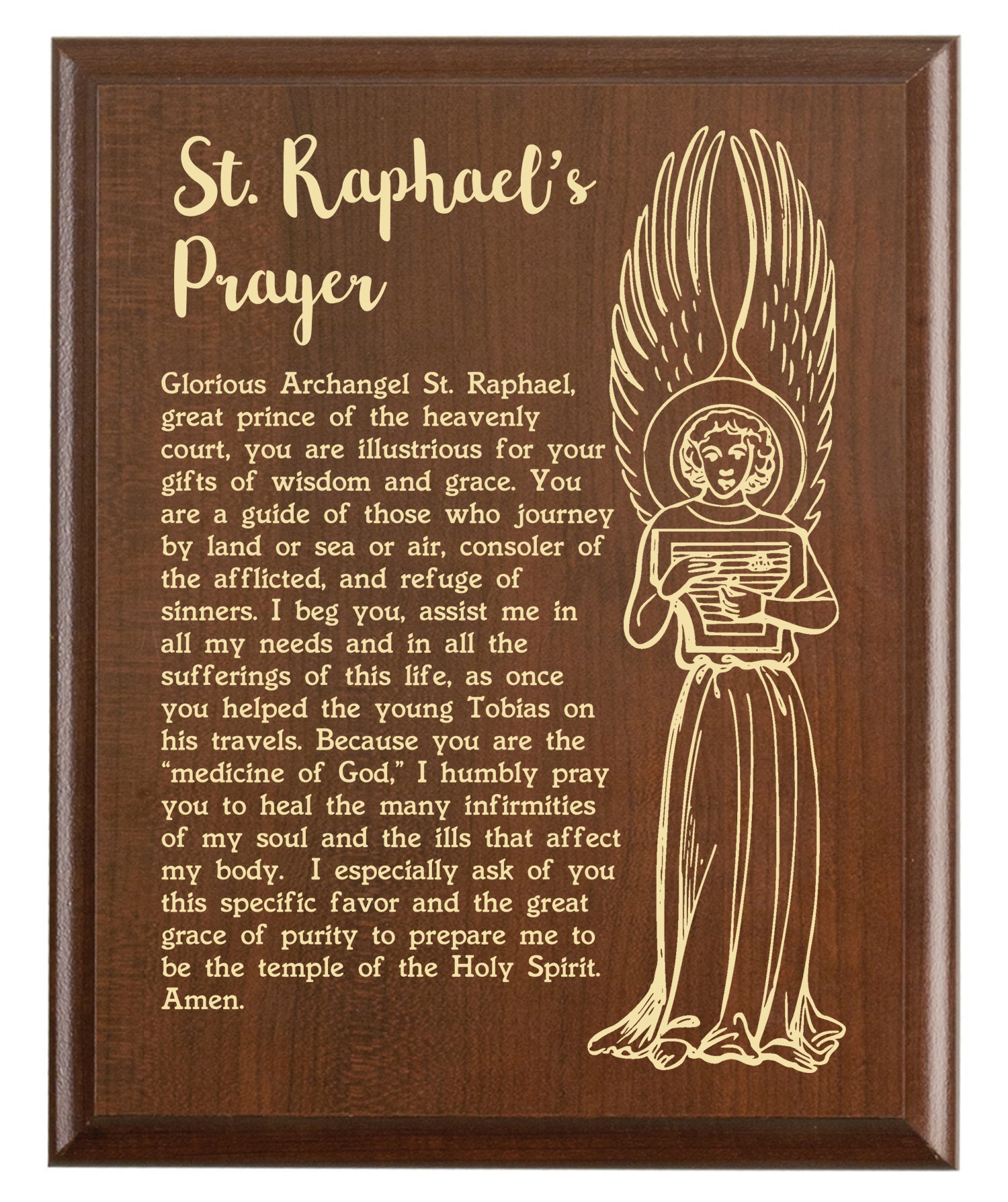 St. Raphael Archangel Prayer Plaque Saint Raphael Etsy