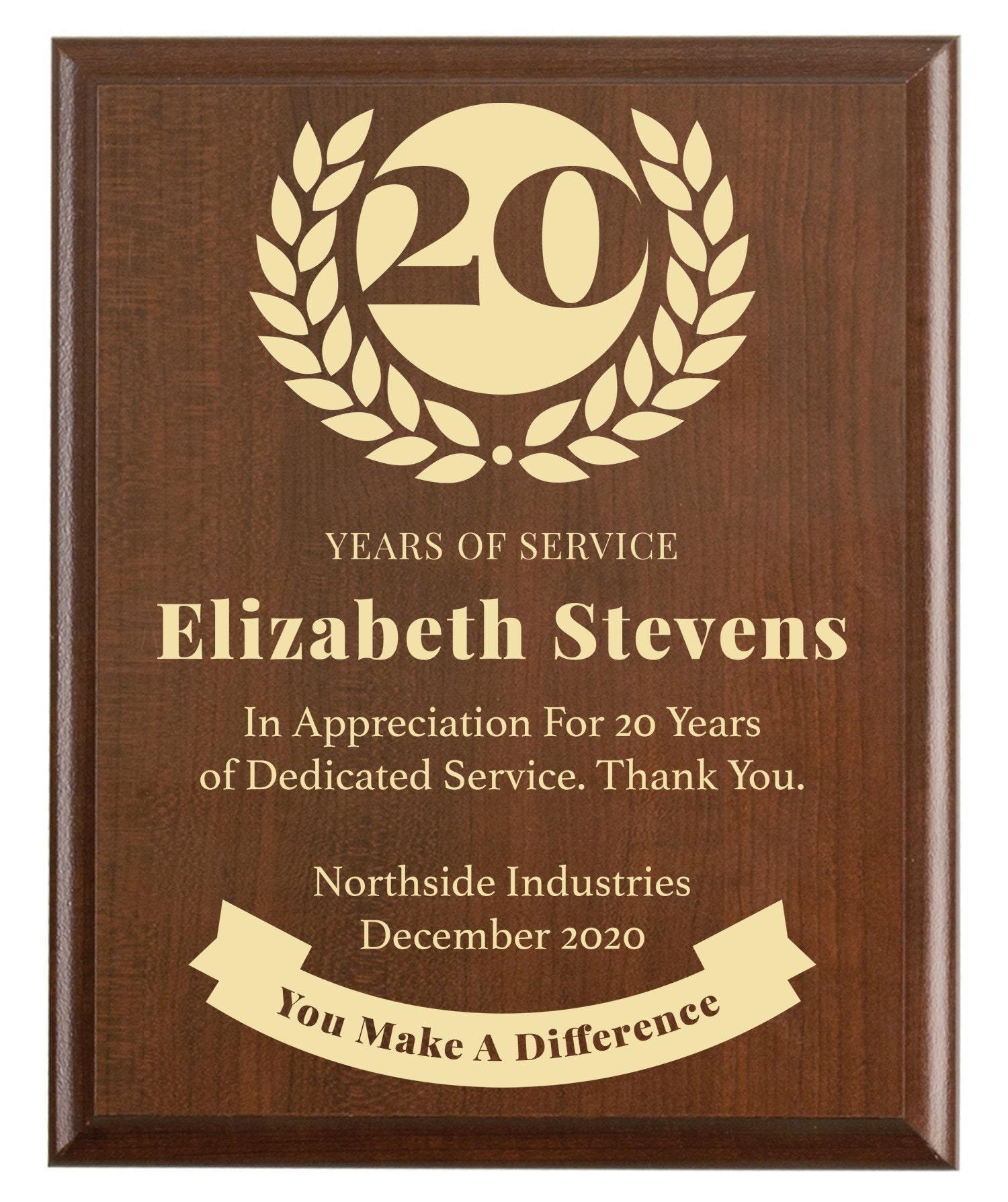 20 Year Work Anniversary T Award Twenty Years Of Service Etsy