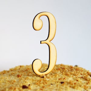 Third Birthday Cake Topper or Photo Prop - Number 3 - Laser Cut Wood or Acrylic Large 3rd Birthday - wooden number three cake topper
