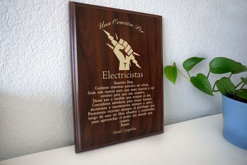 Placa de Oración Para Electricistas Regalo Personalizado Electricista Apreciación, Gracias, y Reconocimiento image 1