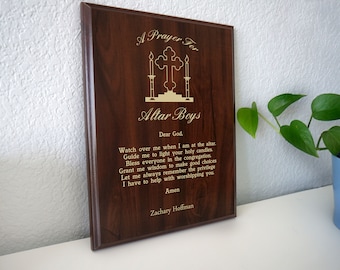 Altar Boy Prayer Plaque | Personalized Church Altar Boy's Gift | A Prayer for Christian Altar Boys