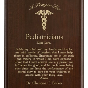 Pediatricians Prayer Plaque Personalized Pediatrician Gift Pediatrician's Prayer for Pediatric Medical Professionals on Pediatrician Day image 3