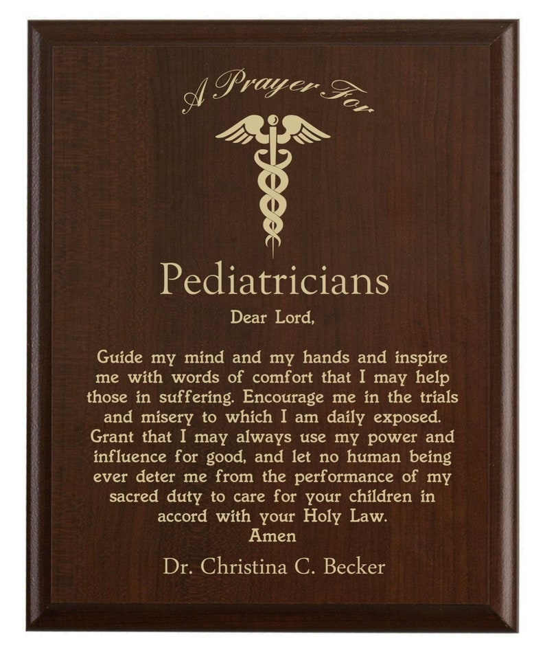 Pediatricians Prayer Plaque Personalized Pediatrician Gift Pediatrician's Prayer for Pediatric Medical Professionals on Pediatrician Day image 3