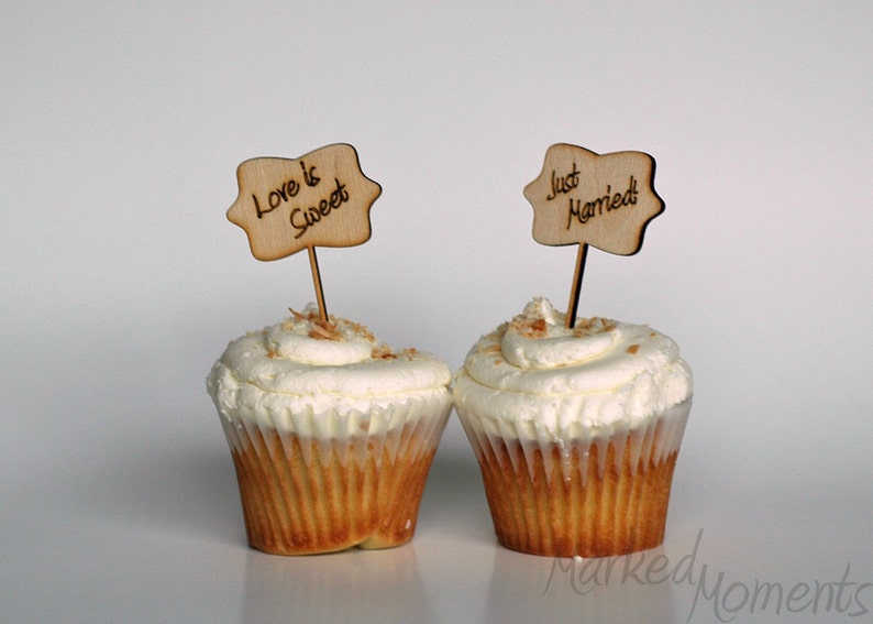 Wood Cupcake Toppers Custom Engraved for Wedding Birthday Etsy