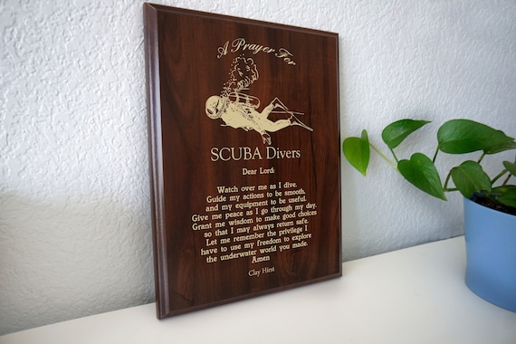 SCUBA Diver Prayer Plaque Personalized Diving Gift for Open Water