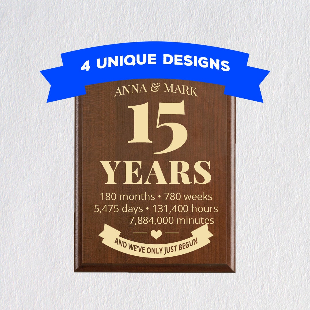 15th Year Fifteenth Anniversary Gift | Wood Plaque Wall Art | Gift for ...