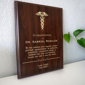 Doutor Gracias Placa de Agradecimento | Presente de Reconhecimento Médico | Personalizado Para Apreciação