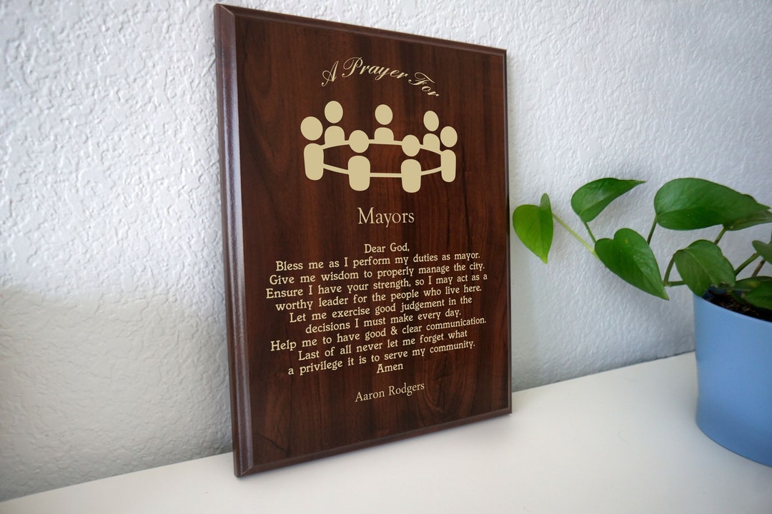 Lectern Sign Mayor City Mayor Prayer Plaque | Leadership Guiding Towns Through Challenges ...