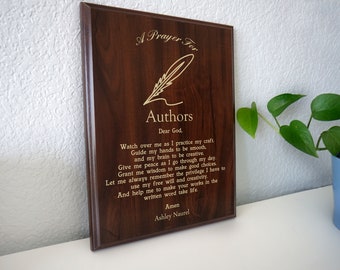 Author Prayer Plaque | Personalized Authorship Gift for Story, Poem, or Book Completion | An Author's  Prayer for Appreciation Day